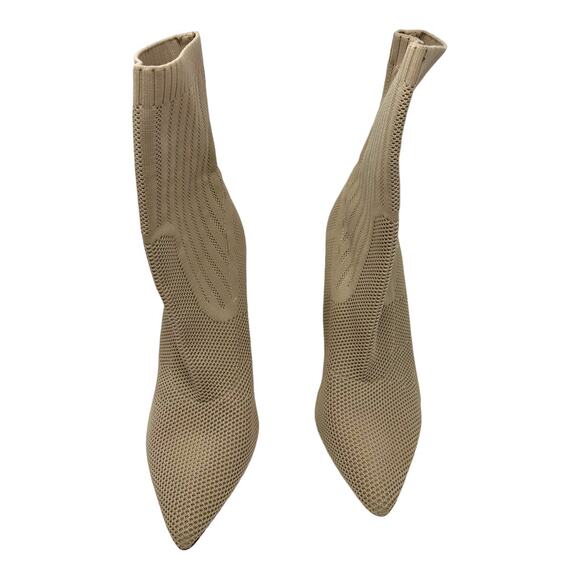 Steve Madden Disco Sock Bootie Beige Knit Stiletto Heel Ankle Boots Size 9 - Picture 6 of 10